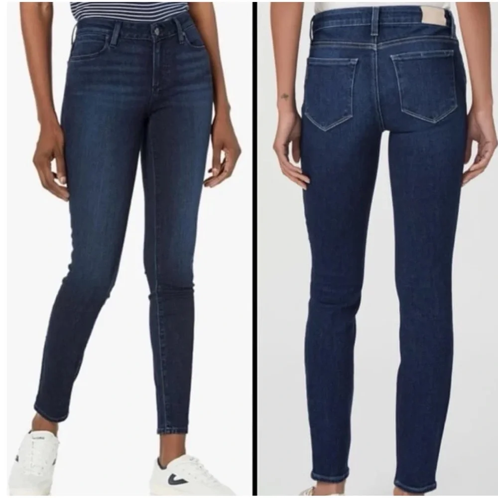 NWT Paige Verdugo Mid Rise Ultra Skinny Jeans Dark Indigo Wash - Picture 3 of 4